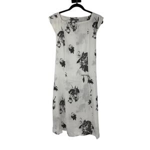 Piazza Del Tempio Womens 100% Linen Dress Size M White Floral Resort Vacation